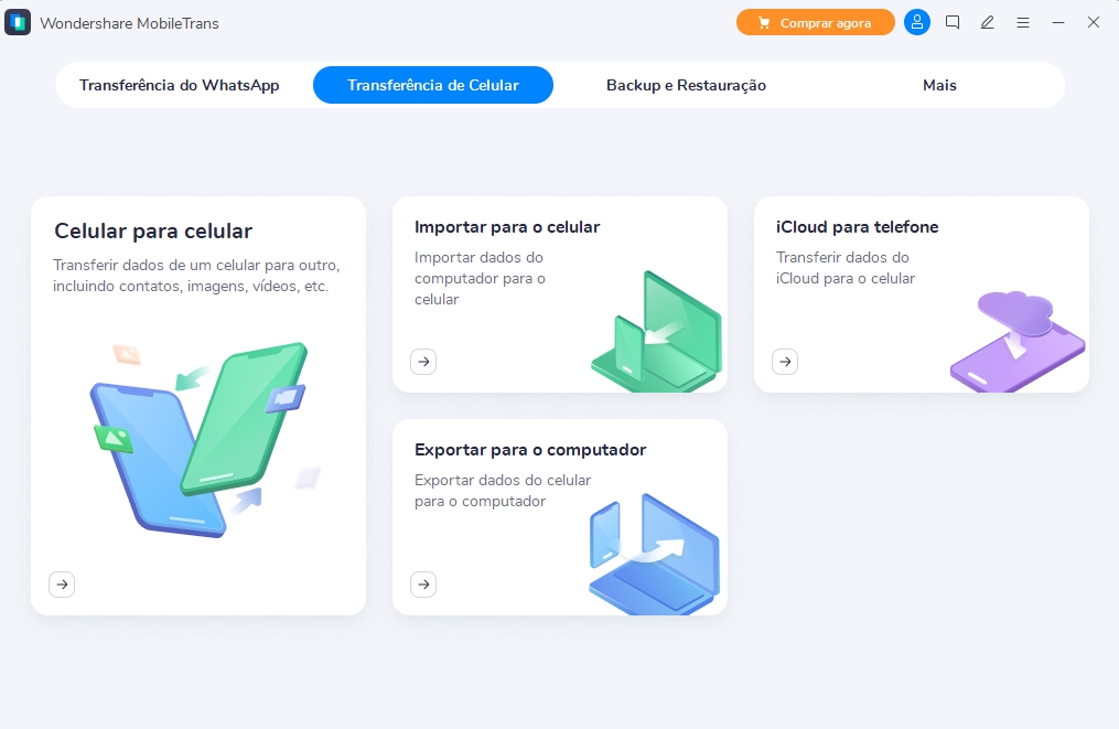 Como fazer a transferência com Wondershare MobileTrans?