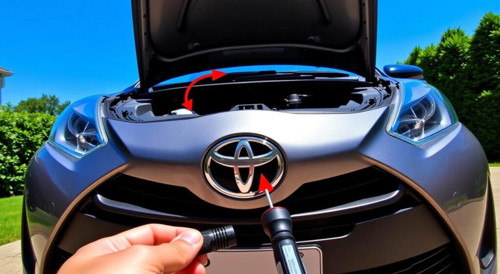 como abrir o capô do yaris